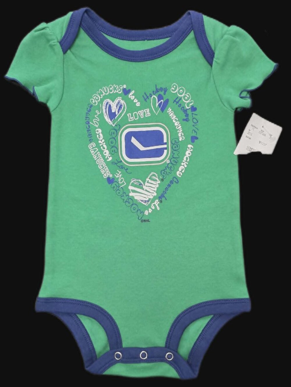 Vancouver Canucks Infant Heart Graphic Bodysuit 6/9M